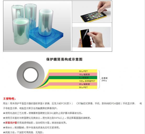 韓國三層PET保護(hù)膜材料 韓國硅膠保護(hù)膜原材料 無彩虹紋
